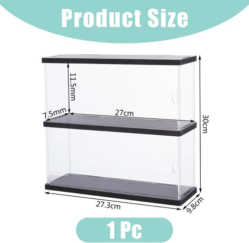 SUPERFINDINGS Clear Minifigures Display Case Acrylic Display Case with Black Base 2 Tier Showcase Simple Self-Assembly Storage Box for Models Building Blocks Display Holder 27.3x30x9.8cm