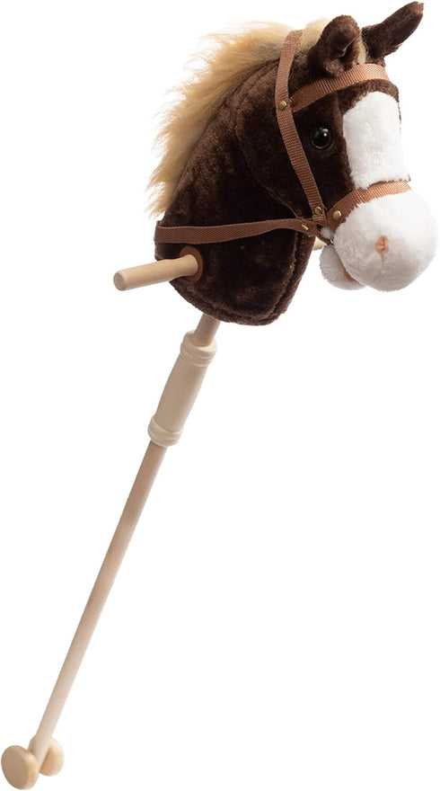HollyHOME Stick Horse Plush Handcrafted Hobby Horse on a Stick, Real Pony Neighing and Galloping Sounds for Kids