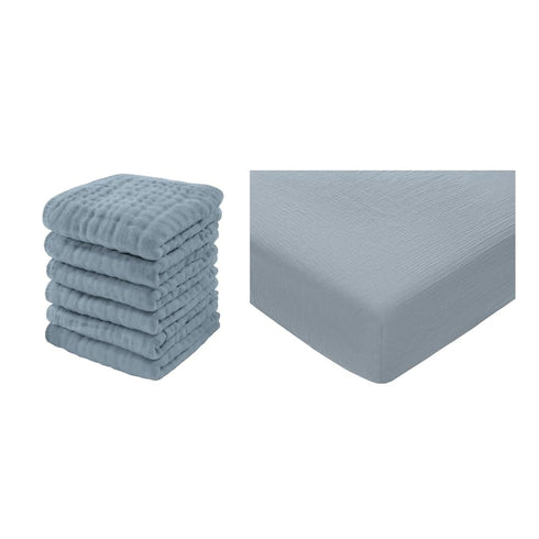 Comfy Cubs Baby Washcloths and Muslin Fitted Crib Sheet Bundled