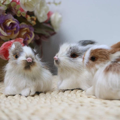Mini Simulation Rabbits - Realistic Cute Plush Rabbits, Lifelike Plush Bunny Miniatures, White Rabbits Decor