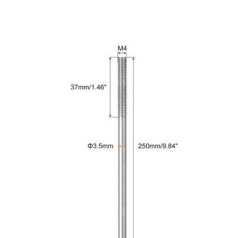 MECCANIXITY 304 Stainless Steel Push Rod Connector Double End Threaded Rod for DIY RC Car, Boat, Car, Airplane, Helicopter Model&DIY Material, M4x250mm, Pack of 2