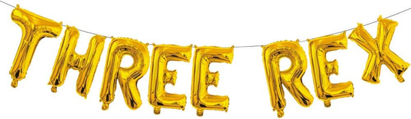 Three Rex Letter Balloon for Three Year Old Birthday, Dinosaur Party Decor, Dino Theme Decorations Supplies (16inch,
