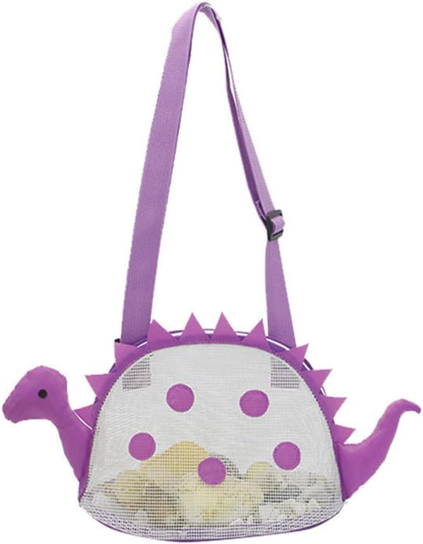AUONY Beach Toy Mesh Beach Bag Kids Shell Bag Dinosaur Beach Sand Toy