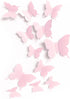 Cute Pink Butterfly Wall Decor 24 pcs, Girls Room Wall Decals, Danish