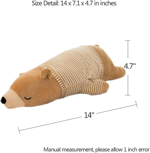 MMTTAO 14 Inch Polar Bear Plush Toys - Stuffed Animals Dolls Small Brown Sleeping Bear Collection