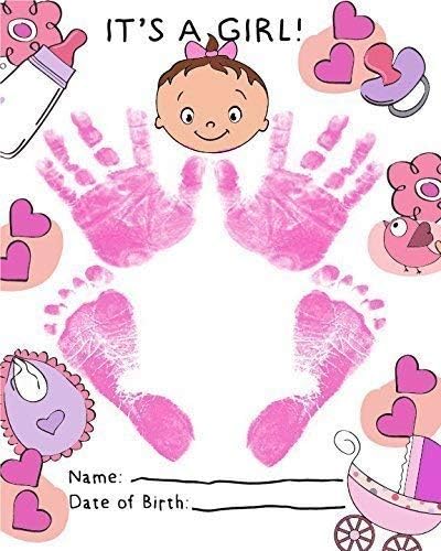 ReignDrop Ink Pad for Baby Footprint & Handprint - Impressive Keepsake Stamp for Kids, Smudge Proof, Acid Free (Pink)