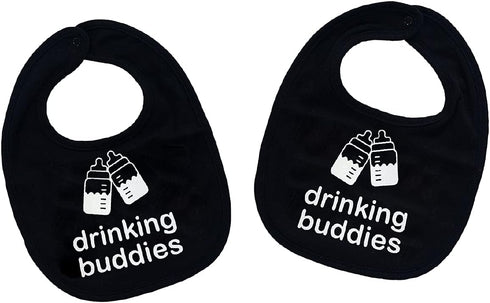 Drinking Buddies Bibs - Twins Baby Bibs for Boys and Girls