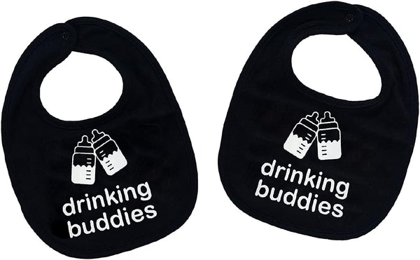 Drinking Buddies Bibs - Twins Baby Bibs for Boys and Girls