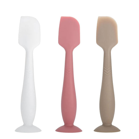 3 Pack Baby Diaper Cream Spatula Applicator, Soft Silicone Brush with Suction Cup Base (White, Red, Gray)