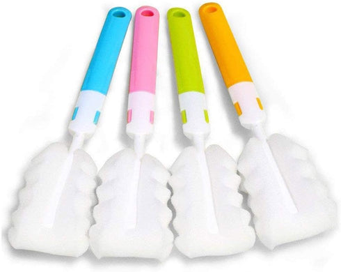 INVODA 4PCS Bottle Brush Set, Long Sponge Baby Bottle Cleaner and Nipple Brush