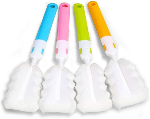 INVODA 4PCS Bottle Brush Set, Long Sponge Baby Bottle Cleaner and Nipple Brush