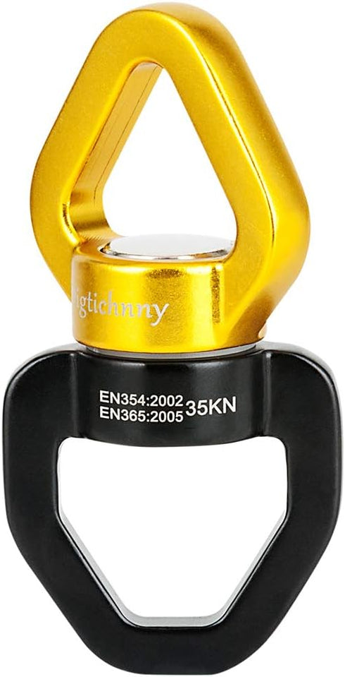 Swing Swivel, 35KN Safety Rotational Device, Swing Spinner for Web Tree Swing, Aerial Dance, Black-Gold