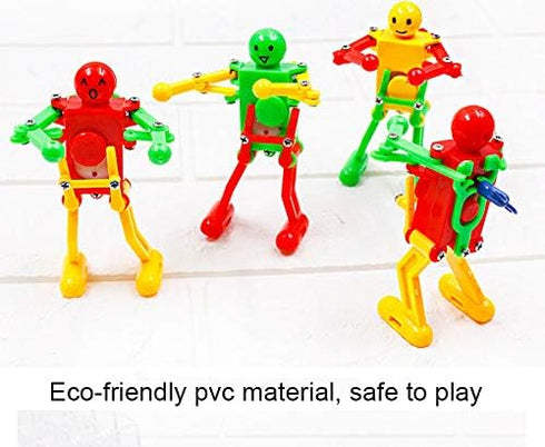 5 Pcs Funny Spring Wind-up Dancing Walking Robot Toy Playset for Kids, Robots Theme Party Activity Role Playing