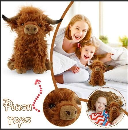 XCGNTU 11inch Scottish Highland Cow Plush Toys Soft and Cuddly Plush Stuffed Animals Suitable for Farm Home Decor,Gift