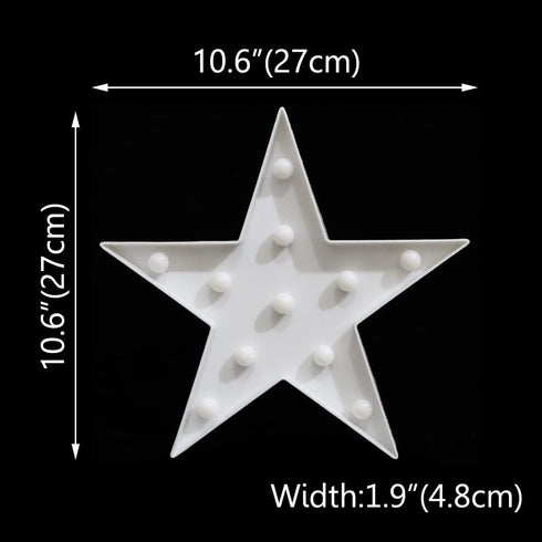 LED Marquee Star Sign Night Light, Battery Operated Star Shaped Desk Lamp for Kids, Nursery Room Decor