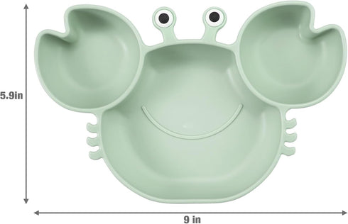 PandaEar 2 Pack Silicone Suction Plates for Toddlers with 4 Spoons, Unbreakable Baby Plates and Utensils Set, Green
