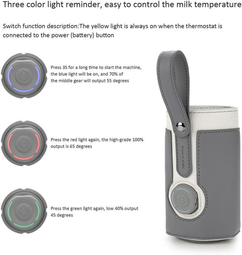 YARNOW Portable USB Bottle Warmer Bag for Breastmilk Travel Friendly Heating Keeps Milk Warm Outdoors Compatible