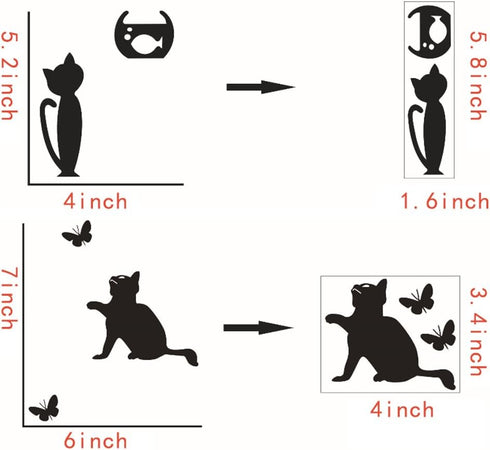 Removable Switch Sticker, 6 Pcs Cute Black Cats Cartoon Wall Sticker, Light Switch Decor Decals for Family DIY Home