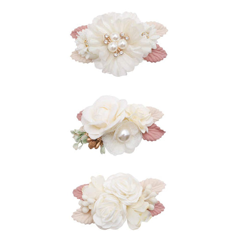 Cherrboll Flower Hair Clips Set - 3pcs Floral Hair Bow Accessories for Baby Girl Toddlers Teen Gifts