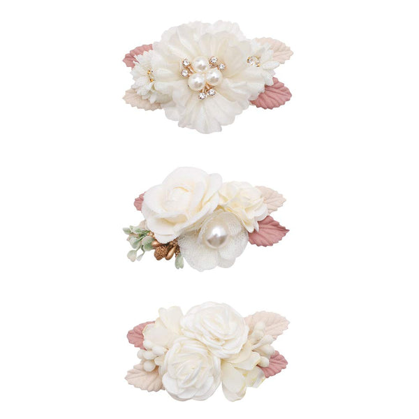 Cherrboll Flower Hair Clips Set - 3pcs Floral Hair Bow Accessories for Baby Girl Toddlers Teen Gifts