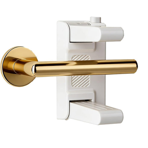 QL-LINRUN No-Drill Door Lever Lock Child Proof, Heavy Duty Adhesive Pet Safety Gate for Toddlers, Baby Proofing No