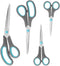 Scissors Set of 4, Premium Stainless Steel Razor Blades, Ergonomic Rubber Grip for School and Office
