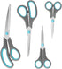 Scissors Set of 4, Premium Stainless Steel Razor Blades, Ergonomic Rubber Grip for School and Office