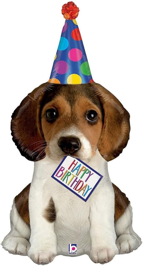 XL 41" Happy Birthday Puppy Shaped Mylar Foil Balloon
