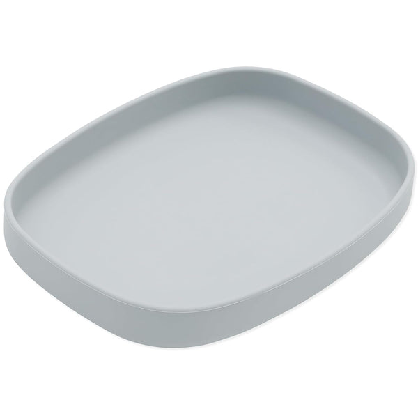 Bumkins Toddler and Baby Suction Plate, Silicone Grip Dish Large Tray for Big Kids, Non Skid Sticky Bottom, Platinum
