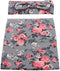 Infant Floral Swaddle Wrap with Headbands Hats, Value Set, Newborn Receiving Blanket Photography Props, 35X35inch