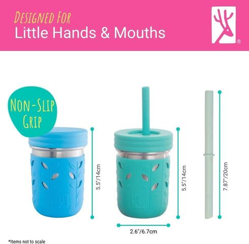 10oz 4 Pack Elk and Friends Stainless Steel Kids + Toddler Drinking Cups | The Original Mason Jar with Sleeves + Lids |