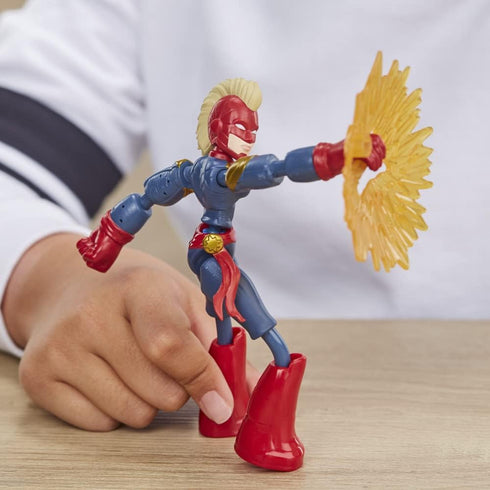 6-Inch Avengers Marvel Bend and Flex Action Figure Toy, Flexible Captain Marvel Figure with Blast Accessory for Kids