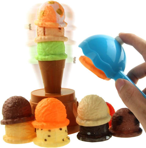 Set Ice Cream Toy Stacking Tower - Balancing and Stackable Scoop Ice Cream for Toddlers, Kids Pretend Food Play Kitchen