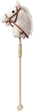 HollyHOME Stick Horse Plush Handcrafted Hobby Horse with Wood Wheels, Neighing and Galloping Sounds, White, 36 Inches