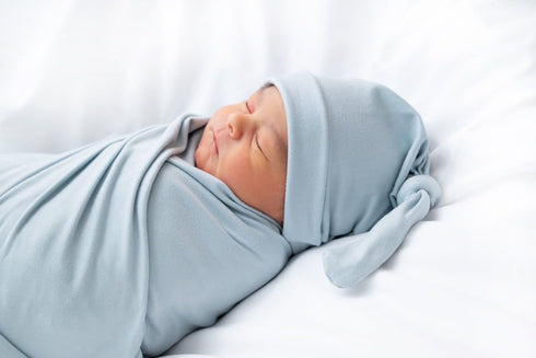 Set Set Newborn Swaddle Blanket with Hat Baby Swaddle Hospital Receiving Blankets for Girls Boys(Babyblue)