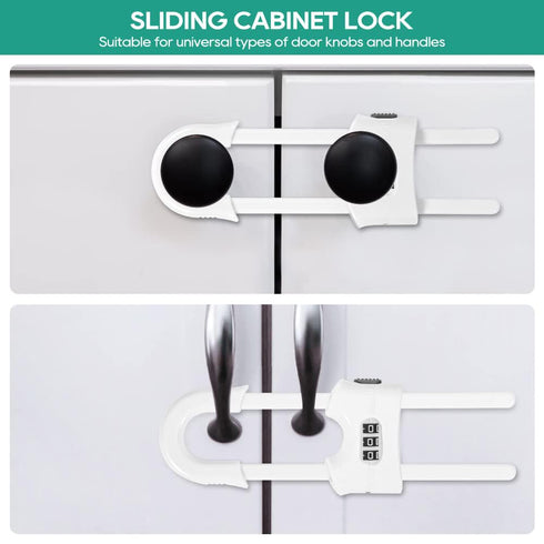 HonesaLoc 4 Packs U-Shaped Sliding Cabinet Locks, Adjustable Child Safety Lock for Kitchen Doors and Home Drawers,