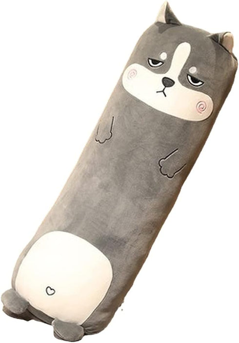 MUPI Long Plush Cute Body Pillow - 33 Inch Husky Animal Shaped Cuddle Pillow for Kids, Gift for Girlfriend