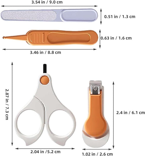 Set 4pcs Nail Clippers and Grooming Kit for Newborns, Nail Care Kit with Scissors, File, Tweezers, Portable Case
