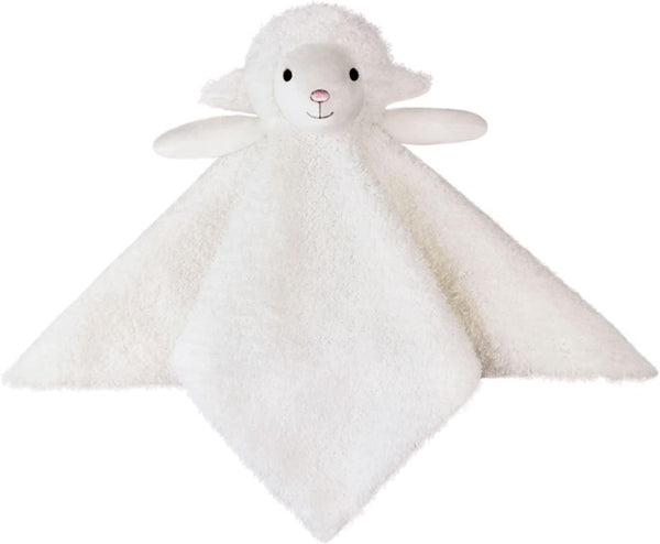 Baby White Lamb Soft Stuffed Animal Security Blanket, Plush Sheep Lovey Blanket, Baby Shower Gift, 14"