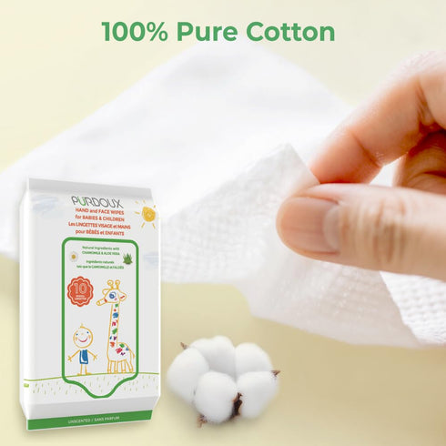 120 (12 Packs 10) PURDOUX TM Hand and Face Wipes for Babies and Children Wipes