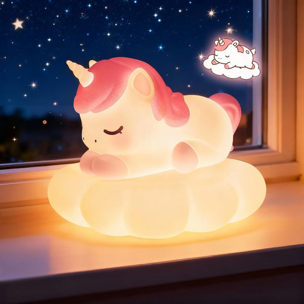 Mewaii Cloud Unicorn Night Light for Kids, Portable Lamp with Wireless Charging
