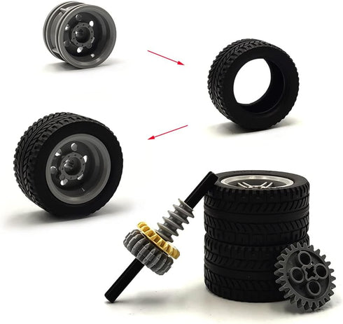 dspitwod Sets 8-14 Technical Gears Axle Pin Connectors - Rubble Wheels Connectors Rack Gear Screw Track Building Brick