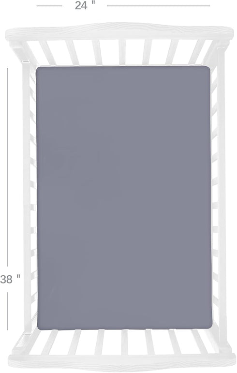 Set 4 of Mini Crib Sheets in Grey, Navy, and White - Soft Microfiber for Boys and Girls
