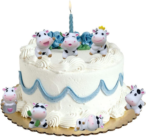 MAOMIA 8 Pcs Cow Figures Set for Kids, Animal Toys Cake Toppers, Miniature Figurines Collection for Christmas Birthday