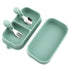 4pcs Travel Suction Plate Set for Baby, Portable Silicone Divided Bowls with Utensils for Toddler, Green
