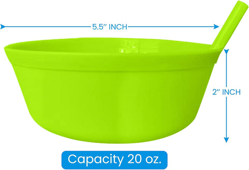 Cereal Bowls with Straws for Kids, Plastic Bowls with Built-in Straw for Toddlers, Dishwasher Safe, BPA FREE for Boys