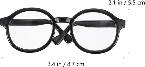 NUOBESTY 2pcs Doll Eyewear, Doll Glasses for 15-20cm Dolls, Mini Costume Supplies (Black Transparent)