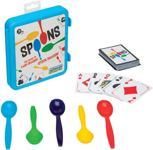 Spoons in a Case, Card Games for Kids, Fun Family Games for 3-6 Players, Ages 7+