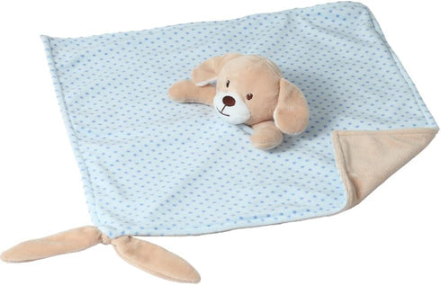 CREVENT Soft Plush Animal Face Security Blankets for Boys and Girls, Great Birthday Baby Shower Gifts (Blue Dog)