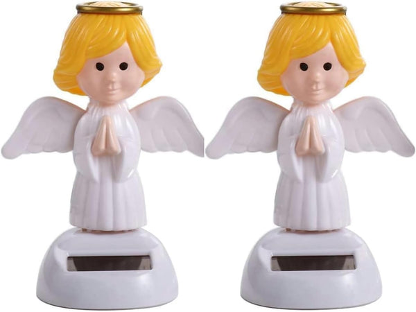 2Pcs Solar Powered Dancing Toys - Angel Solar Dancing Figures for Car Decoration and Dashboard Accessories